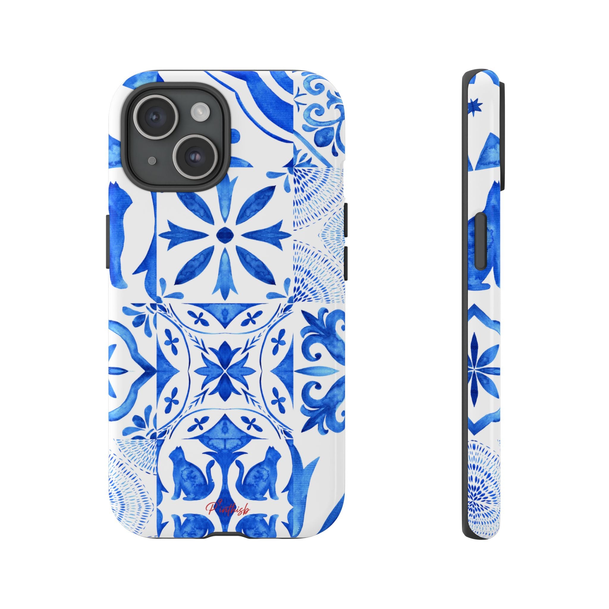 Blue Tile Pattern Tough Phone Case
