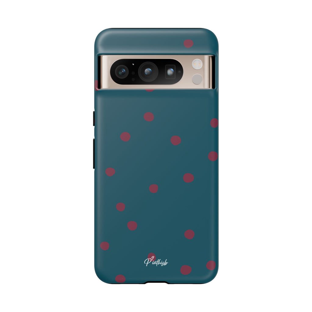 Teal & Burgundy Polka Dot Tough Phone Case