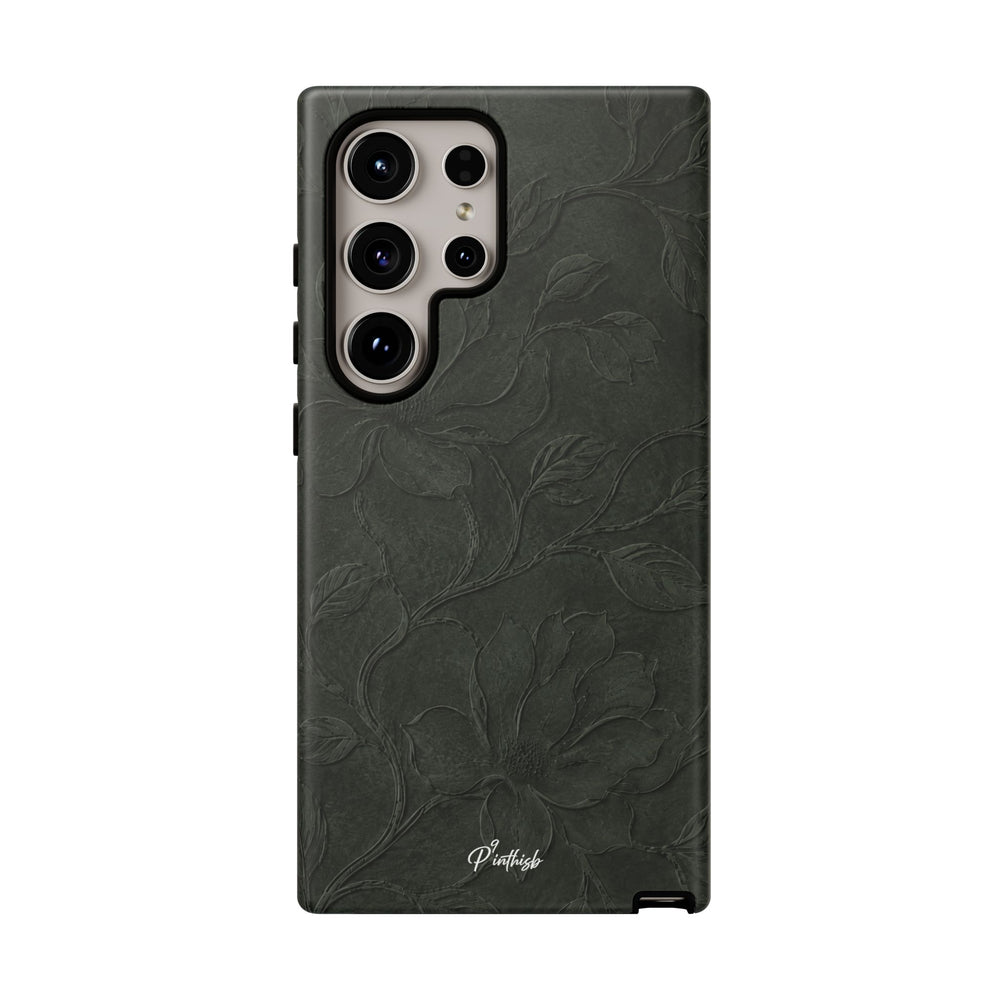 Dark Olive Floral Texture Tough Case