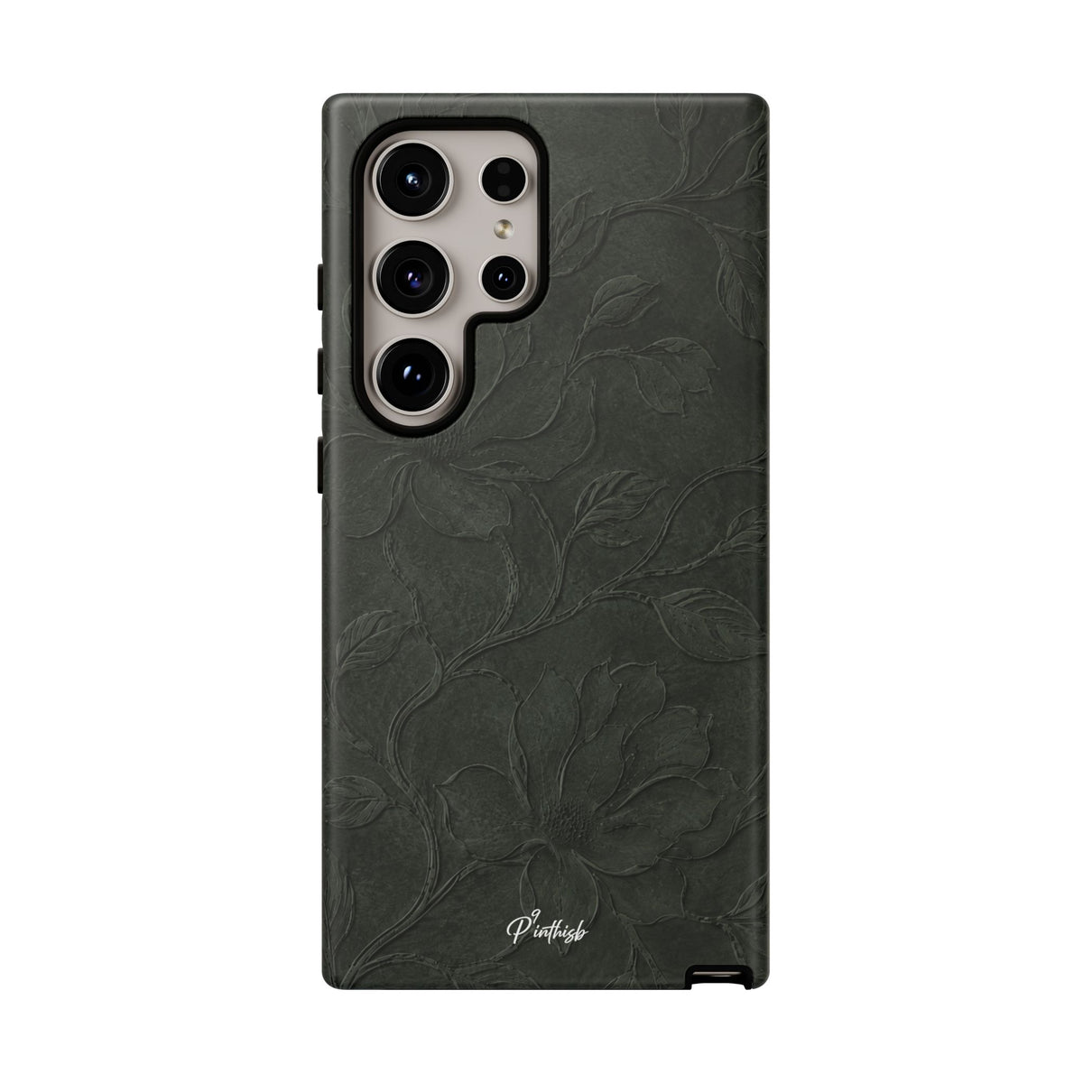 Dark Olive Floral Texture Tough Case