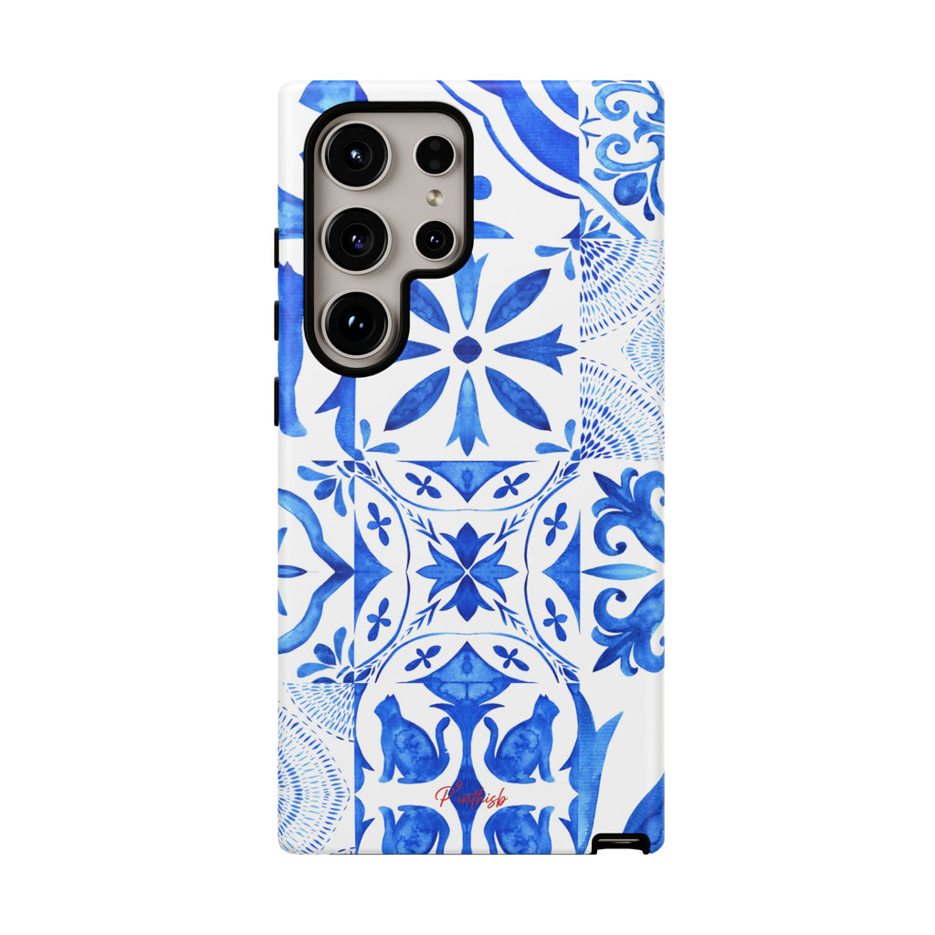 Blue Tile Pattern Tough Phone Case