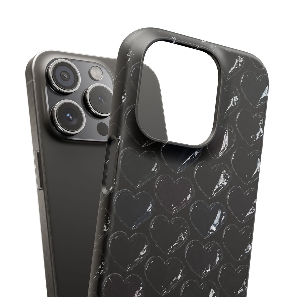 Black Pop Hearts Snap Case