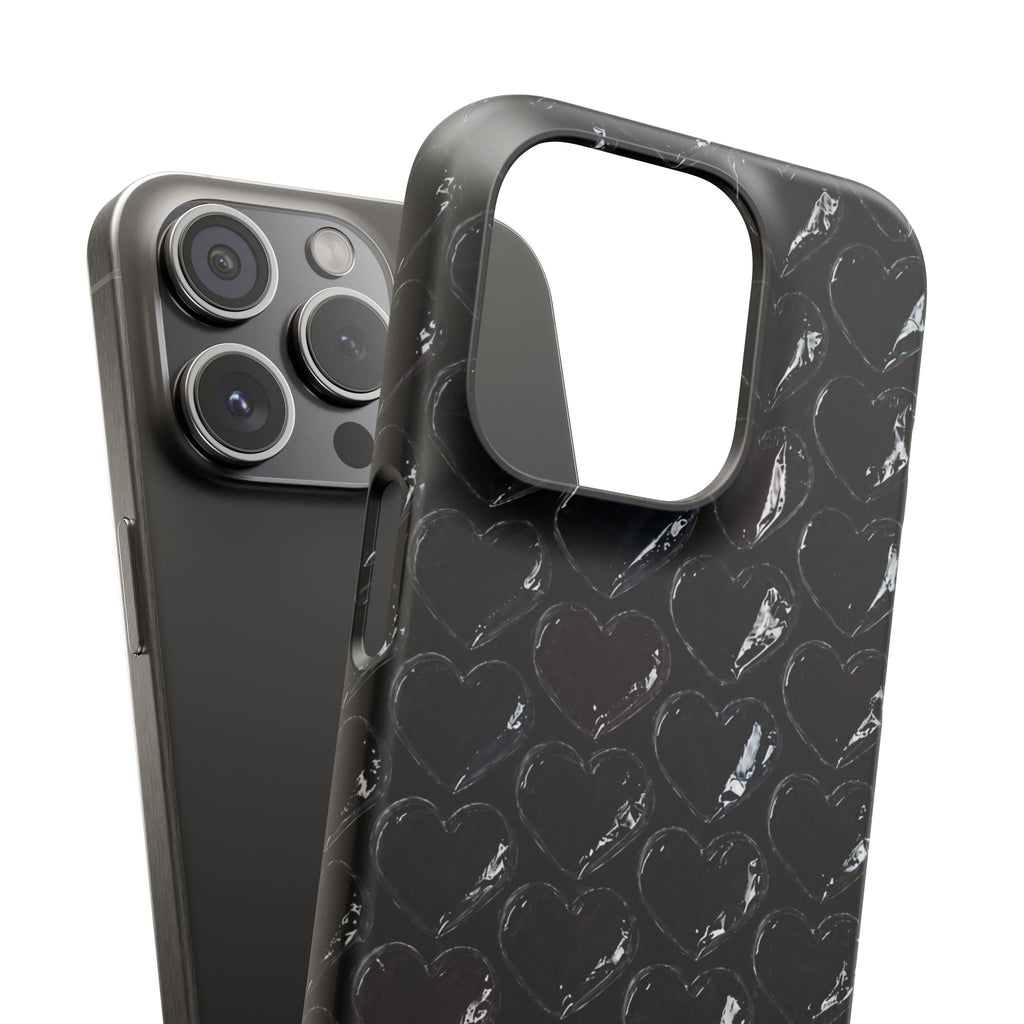 Black Pop Hearts Snap Case