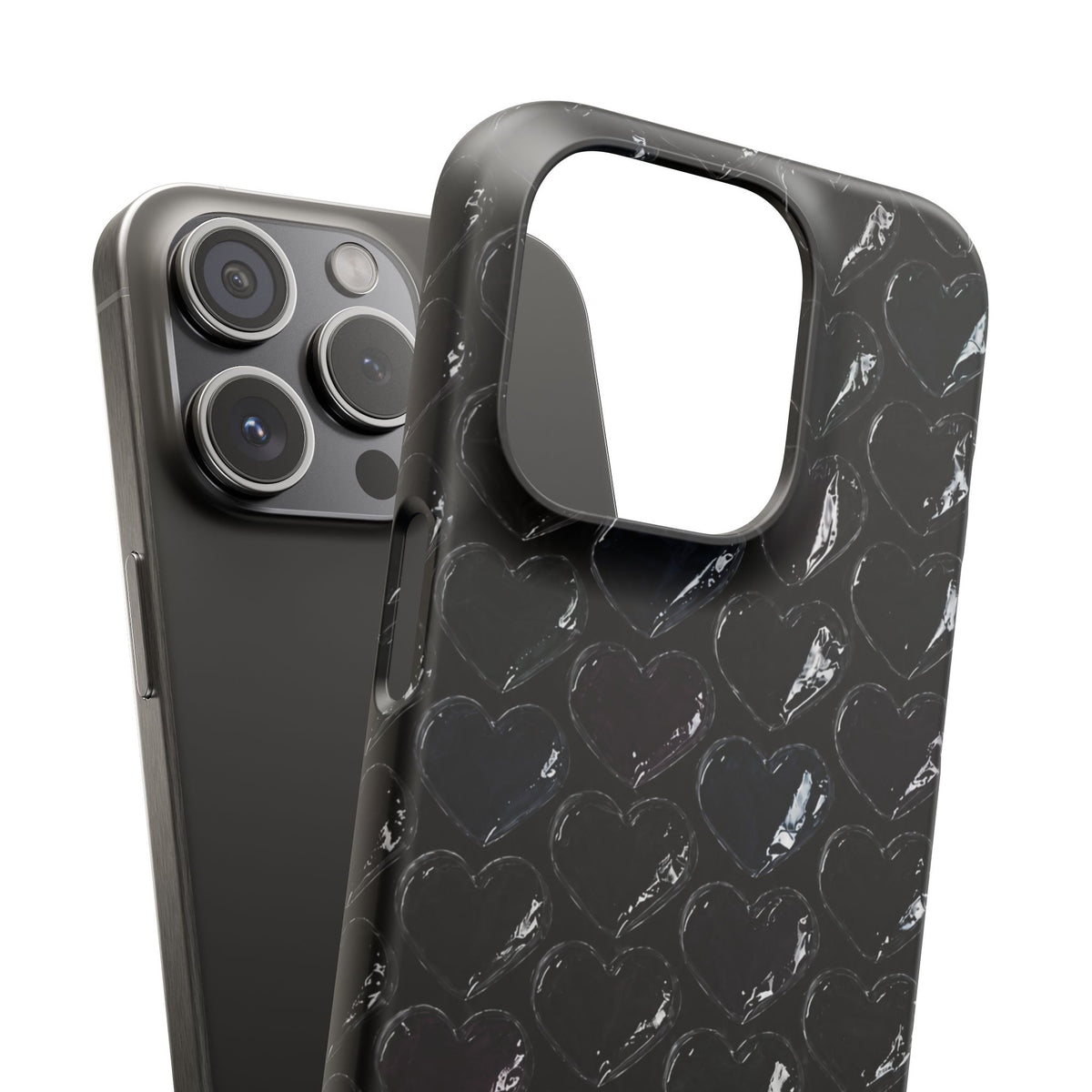 Black Pop Hearts Snap Case