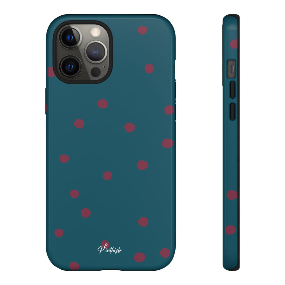 Teal & Burgundy Polka Dot Tough Phone Case