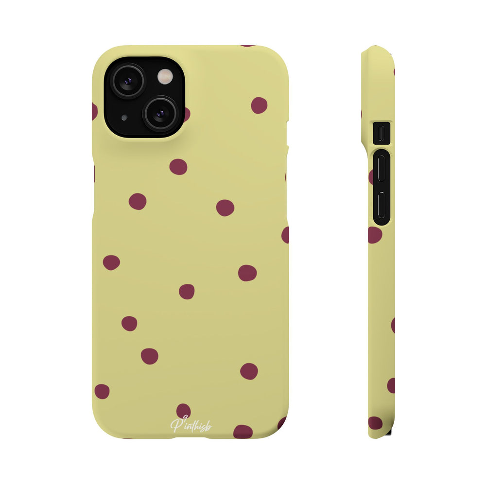 Yellow & Burgundy Polka Dot Snap Phone Case