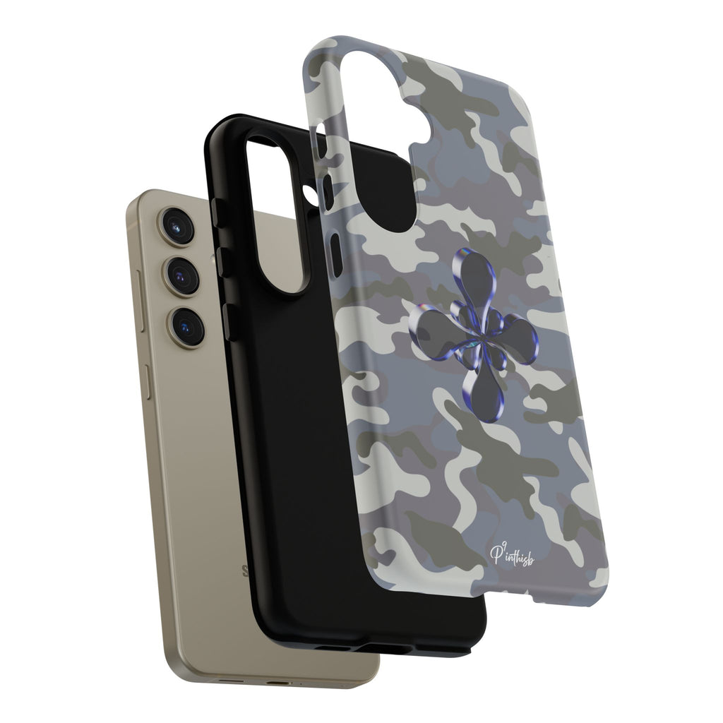 Camouflage with Blue Metallic Clover Tough Case