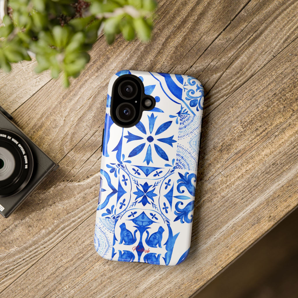 Blue Tile Pattern Tough Phone Case