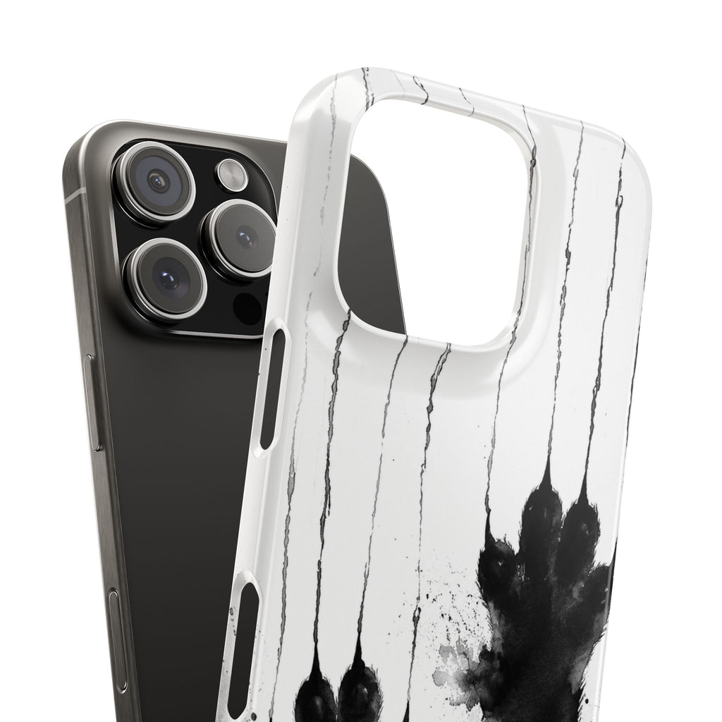 Black Ink Paw Print Snap Case