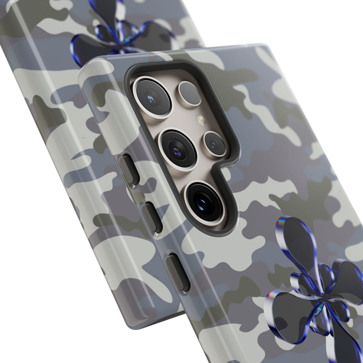 Camouflage with Blue Metallic Clover Tough Case