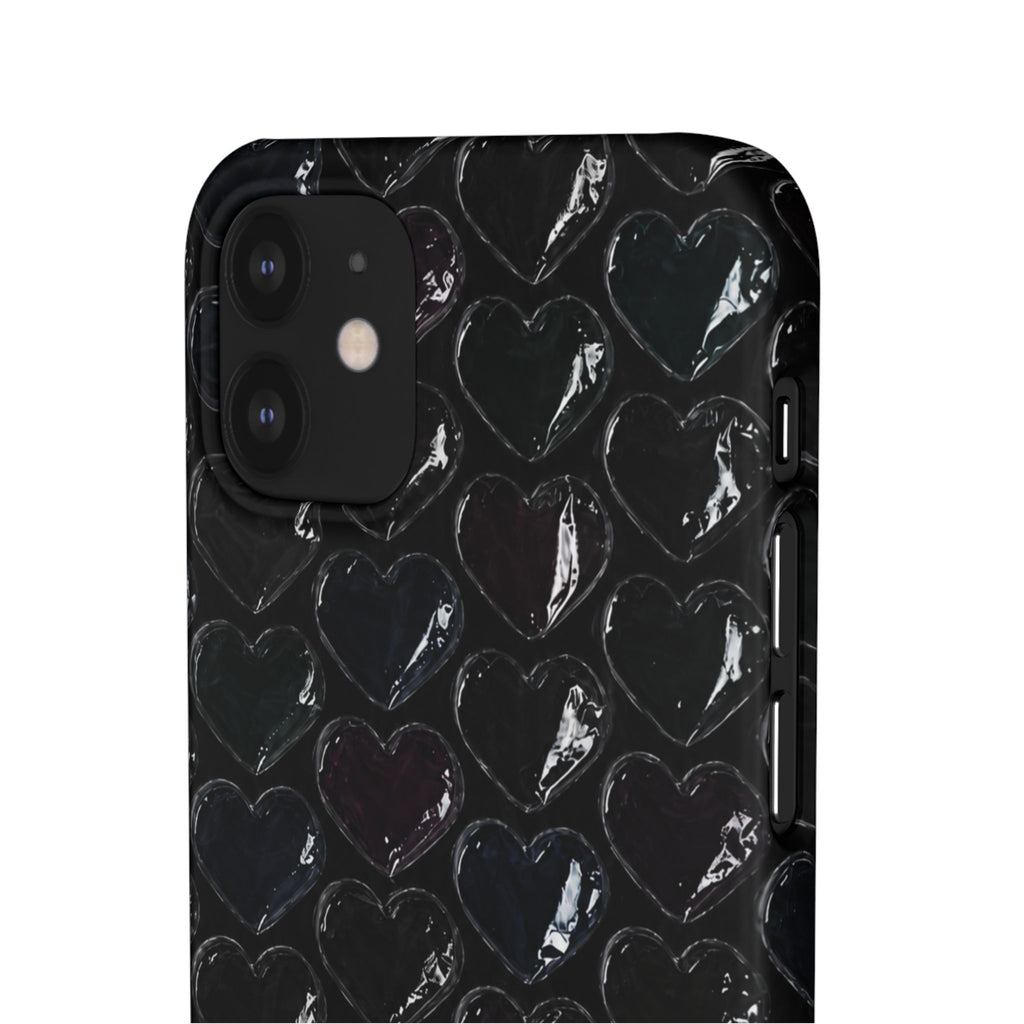 Black Pop Hearts Snap Case