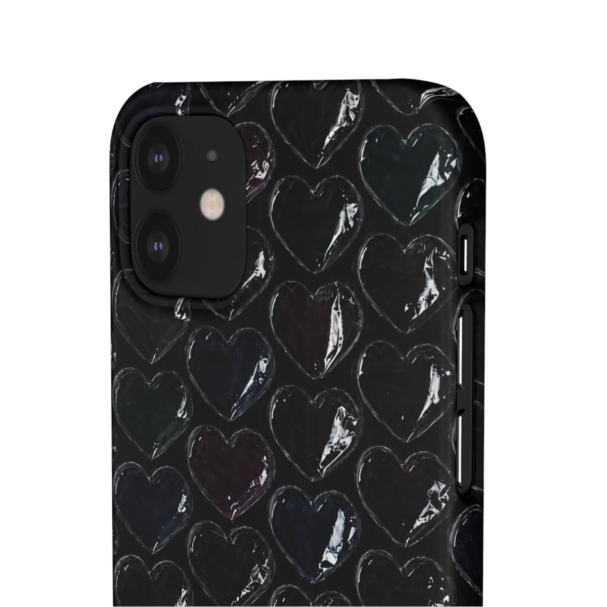 Black Pop Hearts Snap Case
