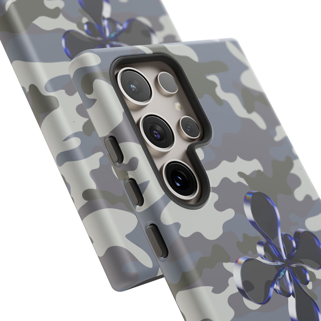 Camouflage with Blue Metallic Clover Tough Case