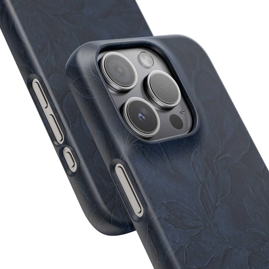 Navy Floral Textured Snap Case
