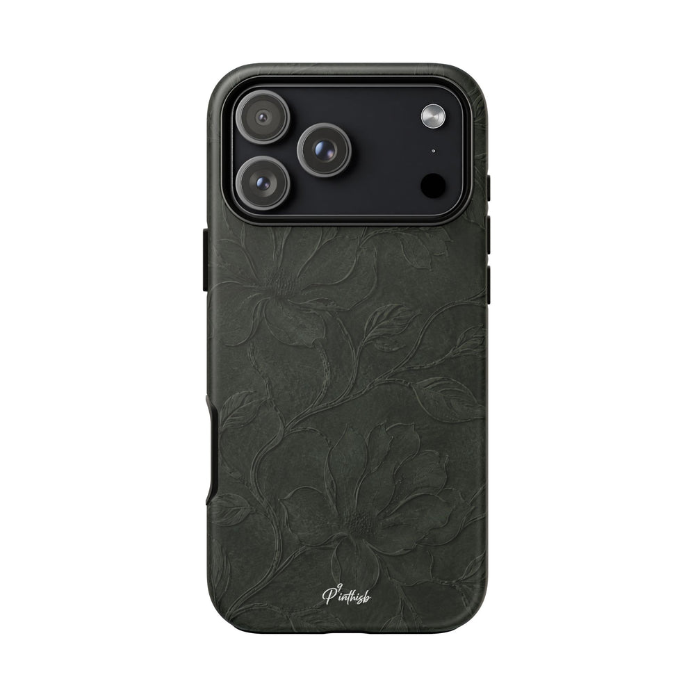 Dark Olive Floral Texture Tough Case