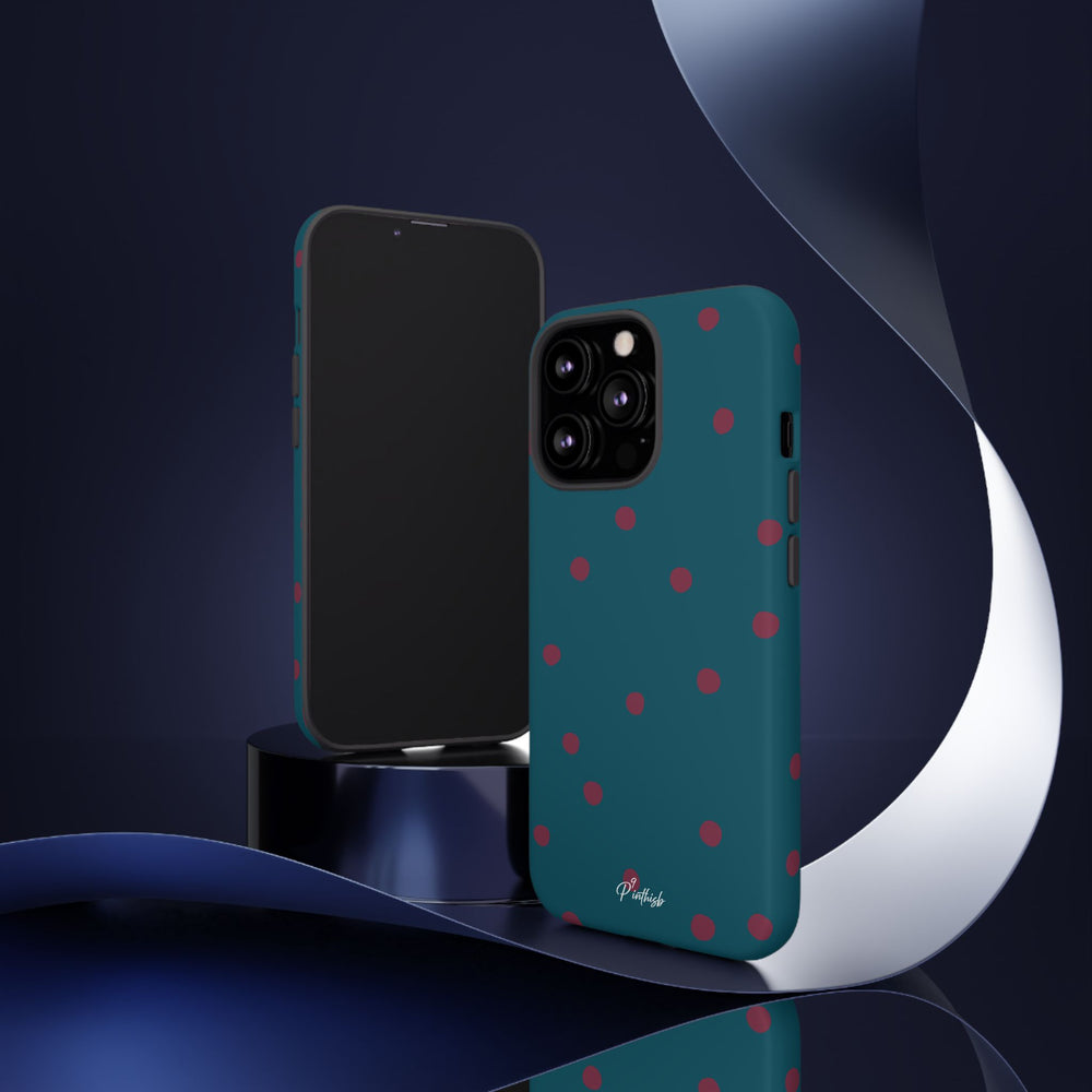 Teal & Burgundy Polka Dot Tough Phone Case