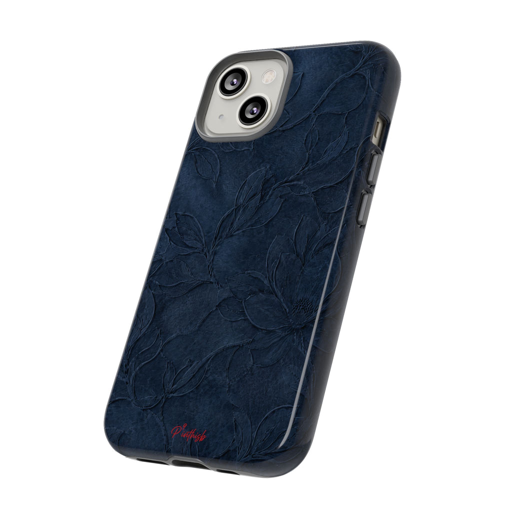 Navy Floral Textured Tough Case