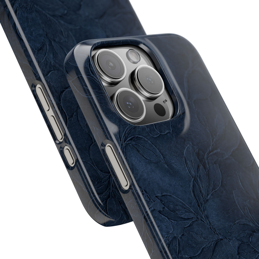 Navy Floral Textured Snap Case
