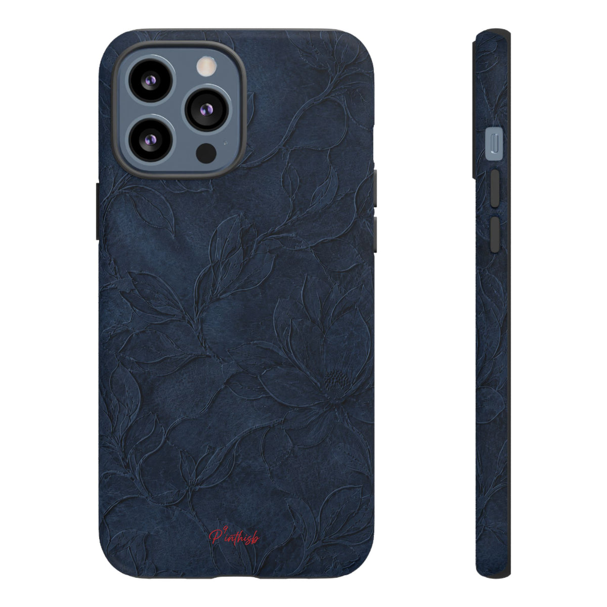 Navy Floral Textured Tough Case