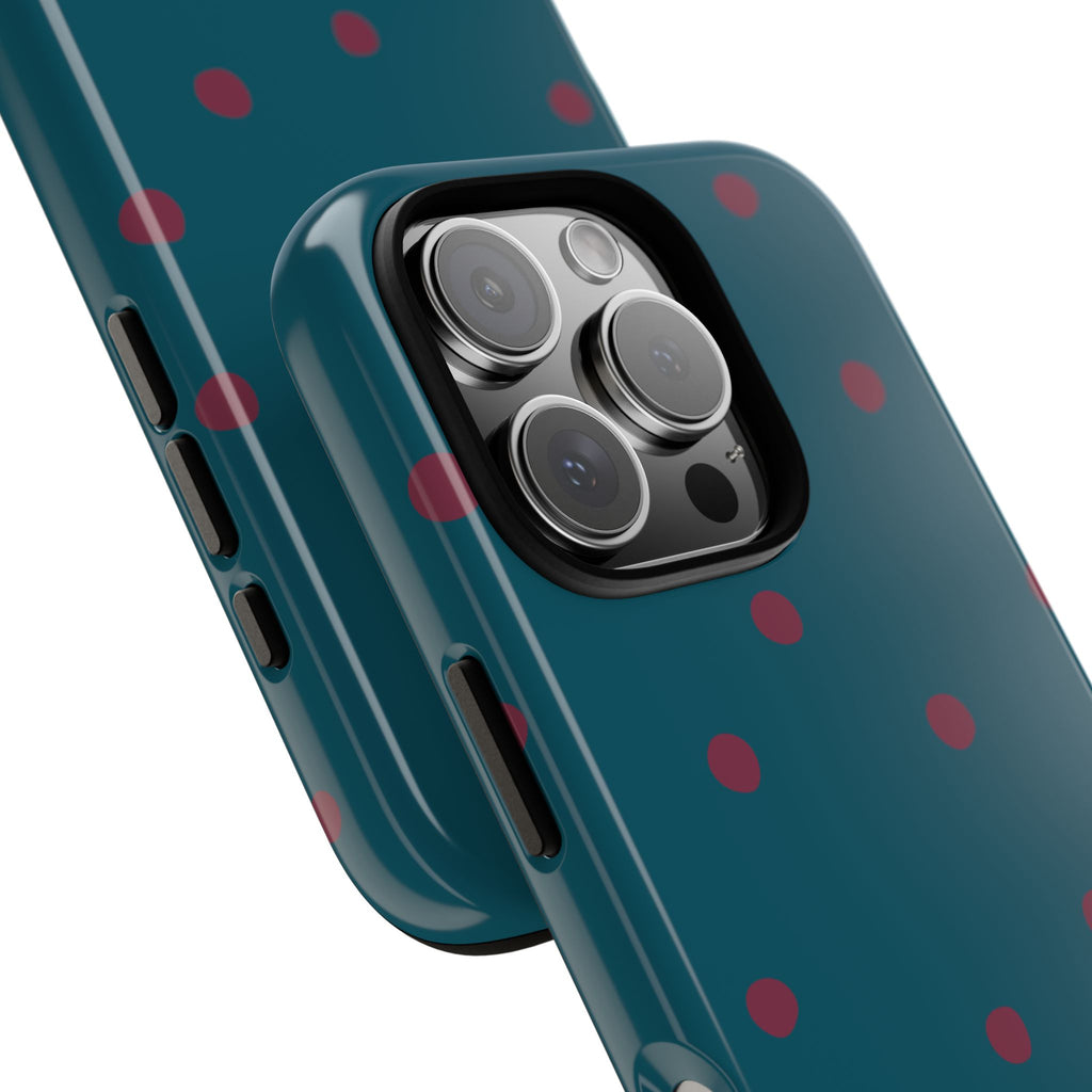 Teal & Burgundy Polka Dot Tough Phone Case