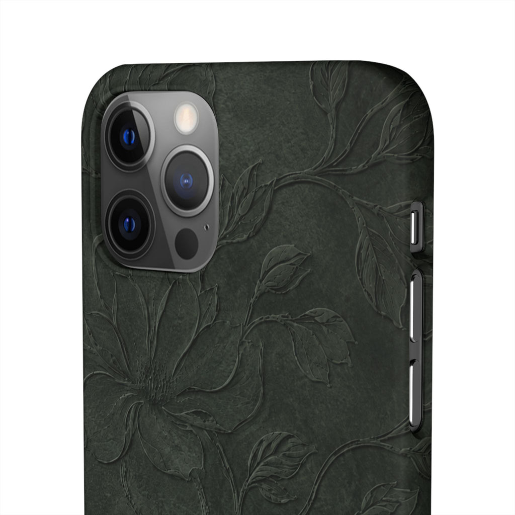 Dark Olive Floral Texture Snap Case