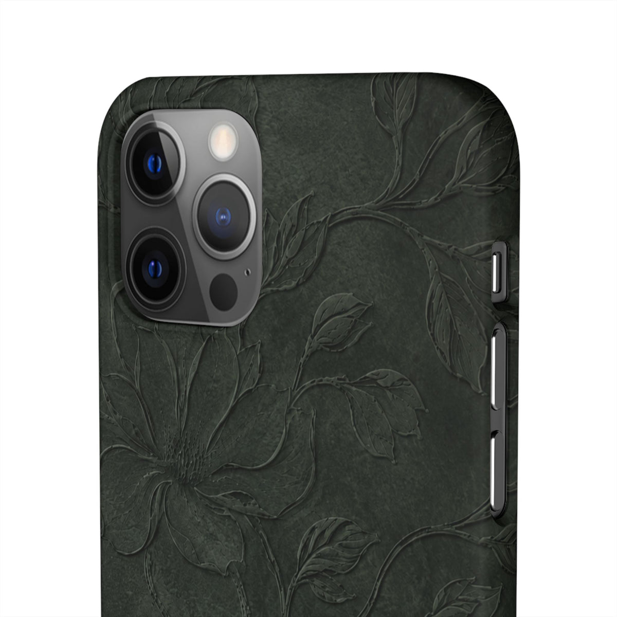 Dark Olive Floral Texture Snap Case