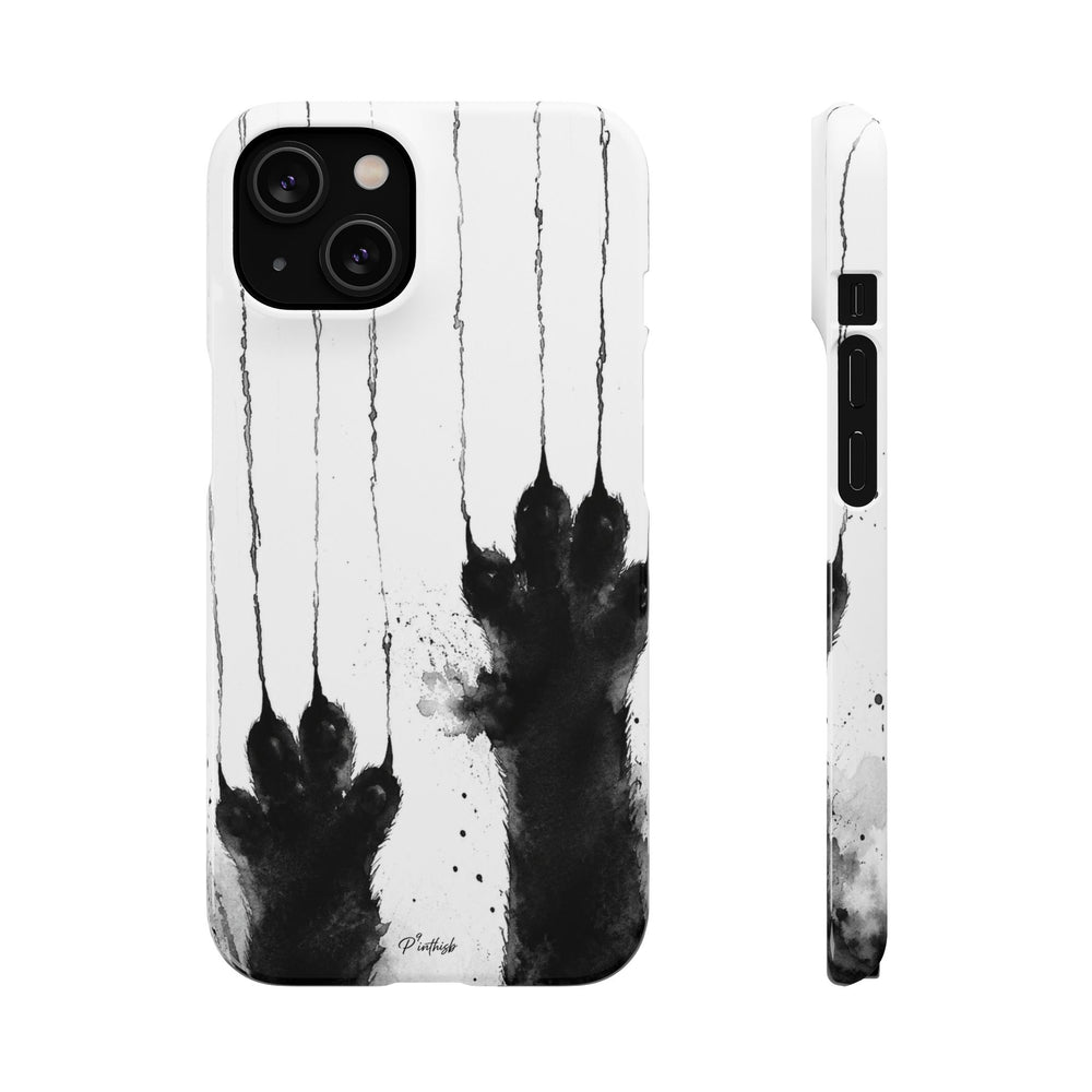 Black Ink Paw Print Snap Case