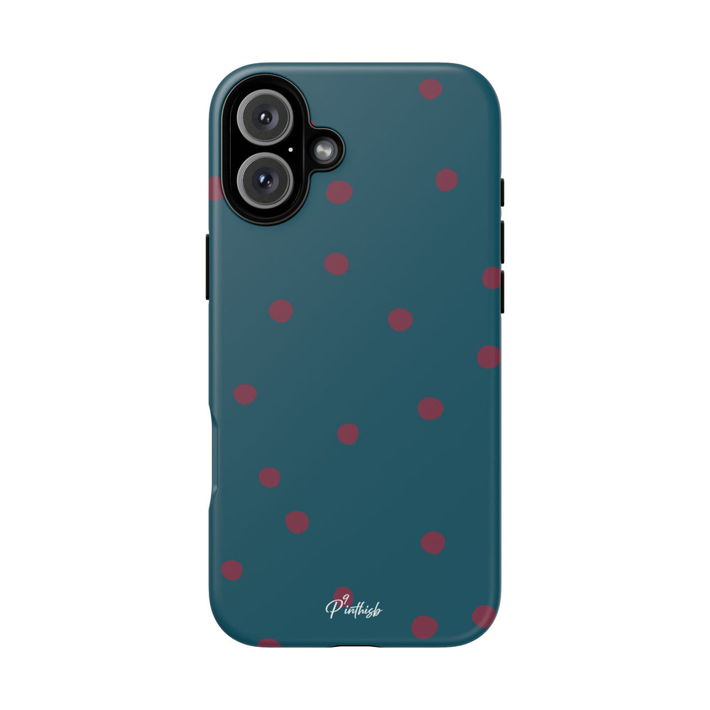 Teal & Burgundy Polka Dot Tough Phone Case