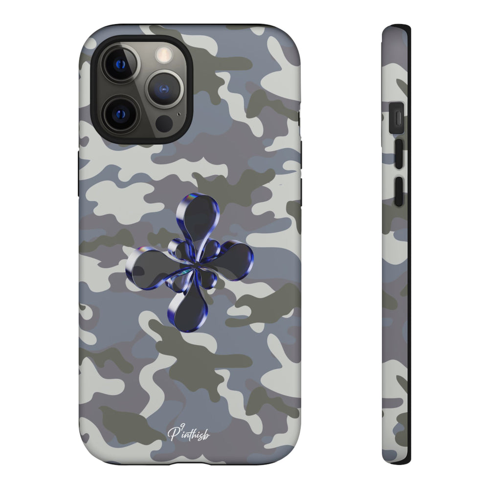 Camouflage with Blue Metallic Clover Tough Case