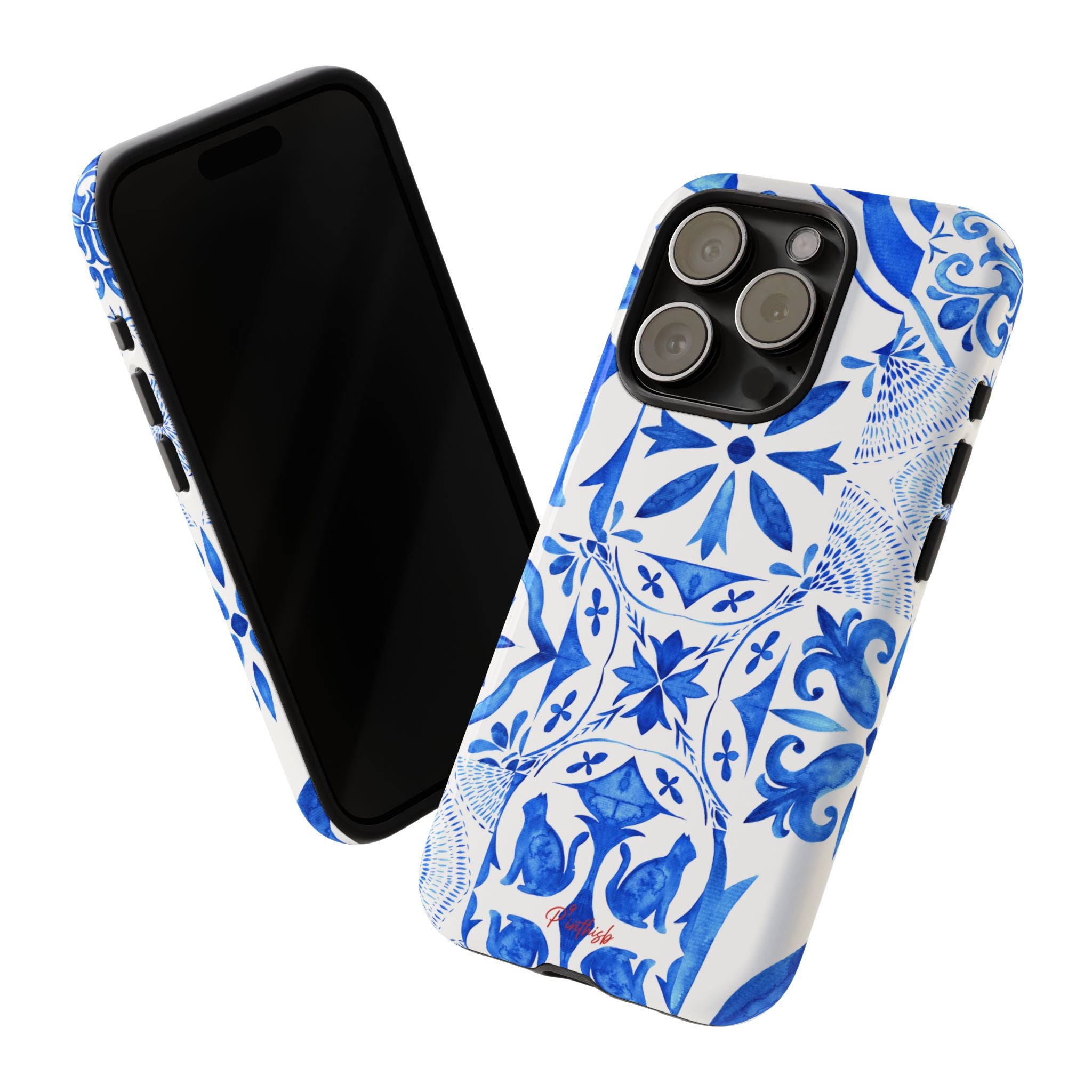 Blue Tile Pattern Tough Phone Case