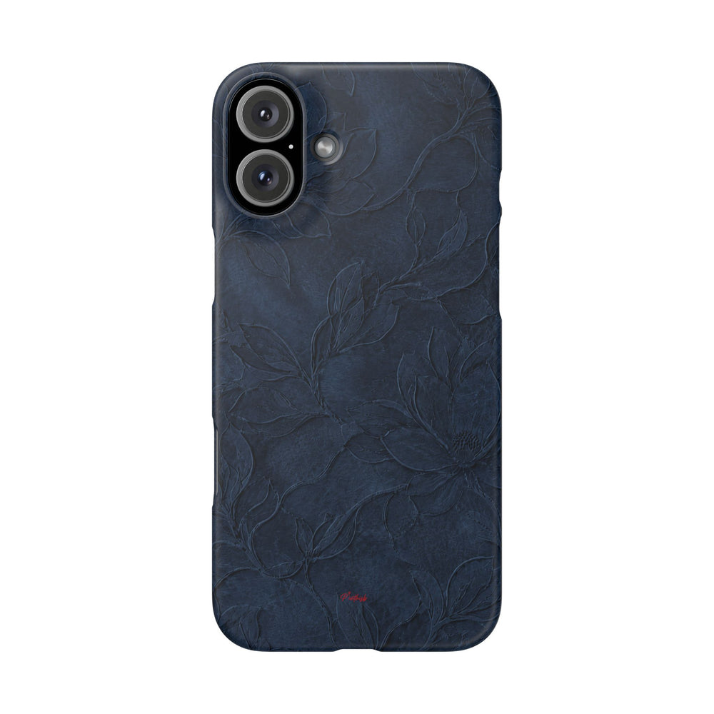 Navy Floral Textured Snap Case