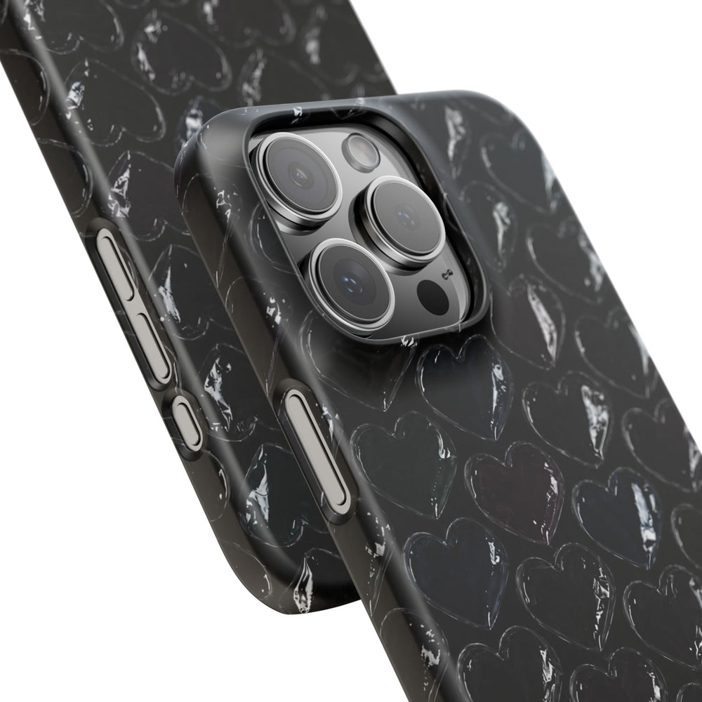 Black Pop Hearts Snap Case