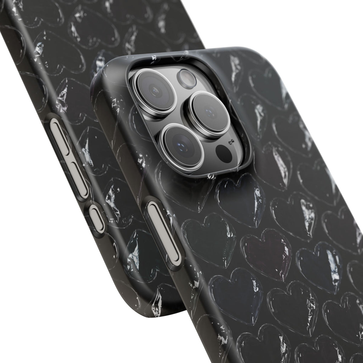 Black Pop Hearts Snap Case