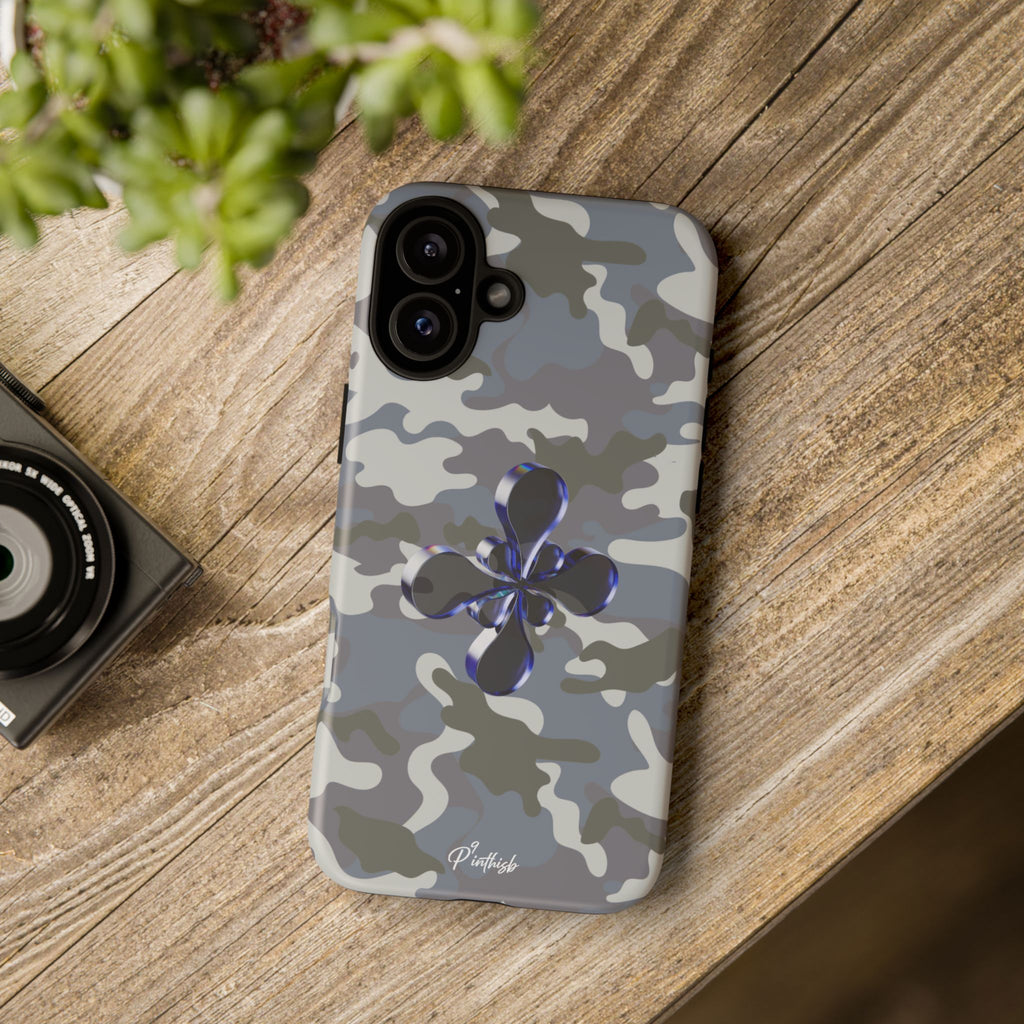Camouflage with Blue Metallic Clover Tough Case