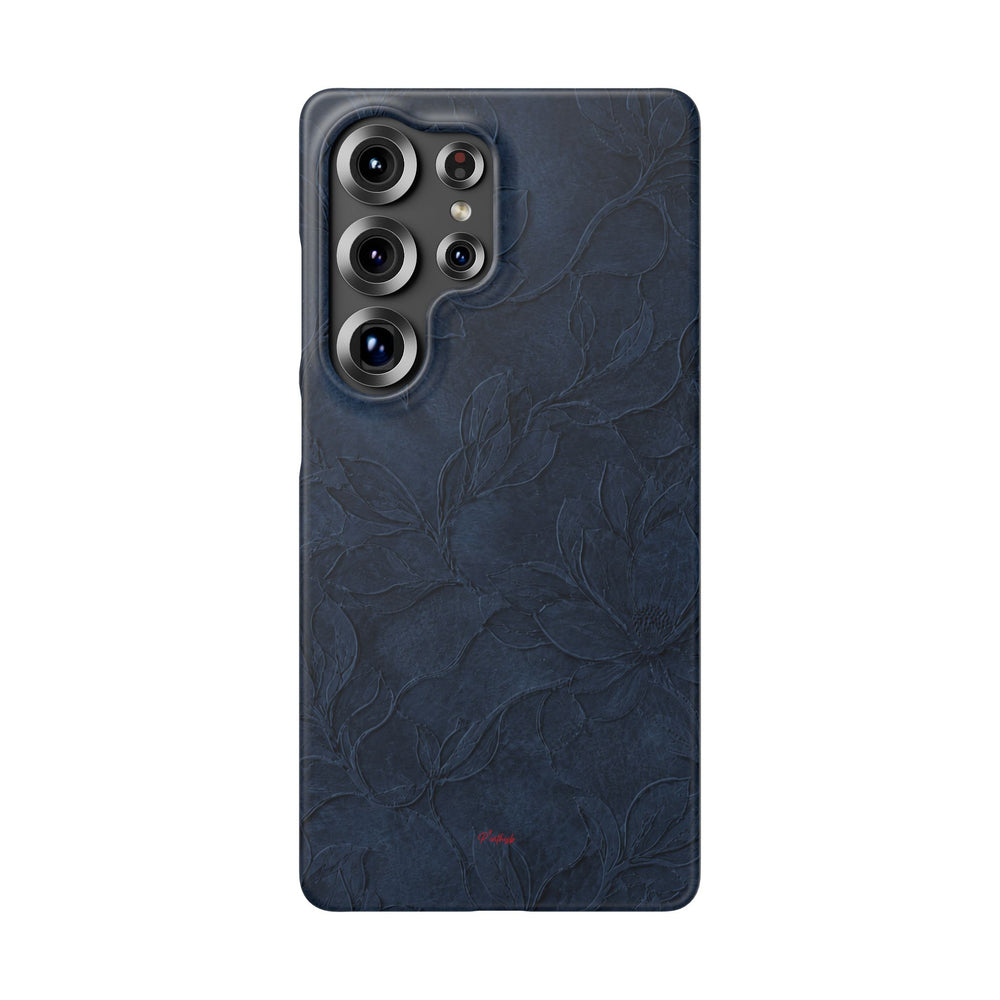 Navy Floral Textured Snap Case