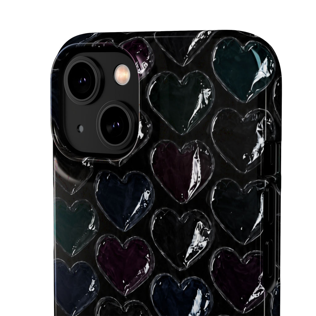 Black Pop Hearts Snap Case