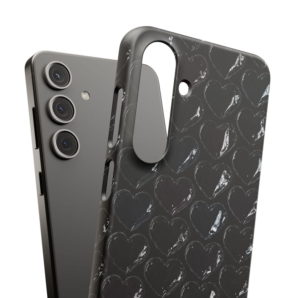 Black Pop Hearts Snap Case