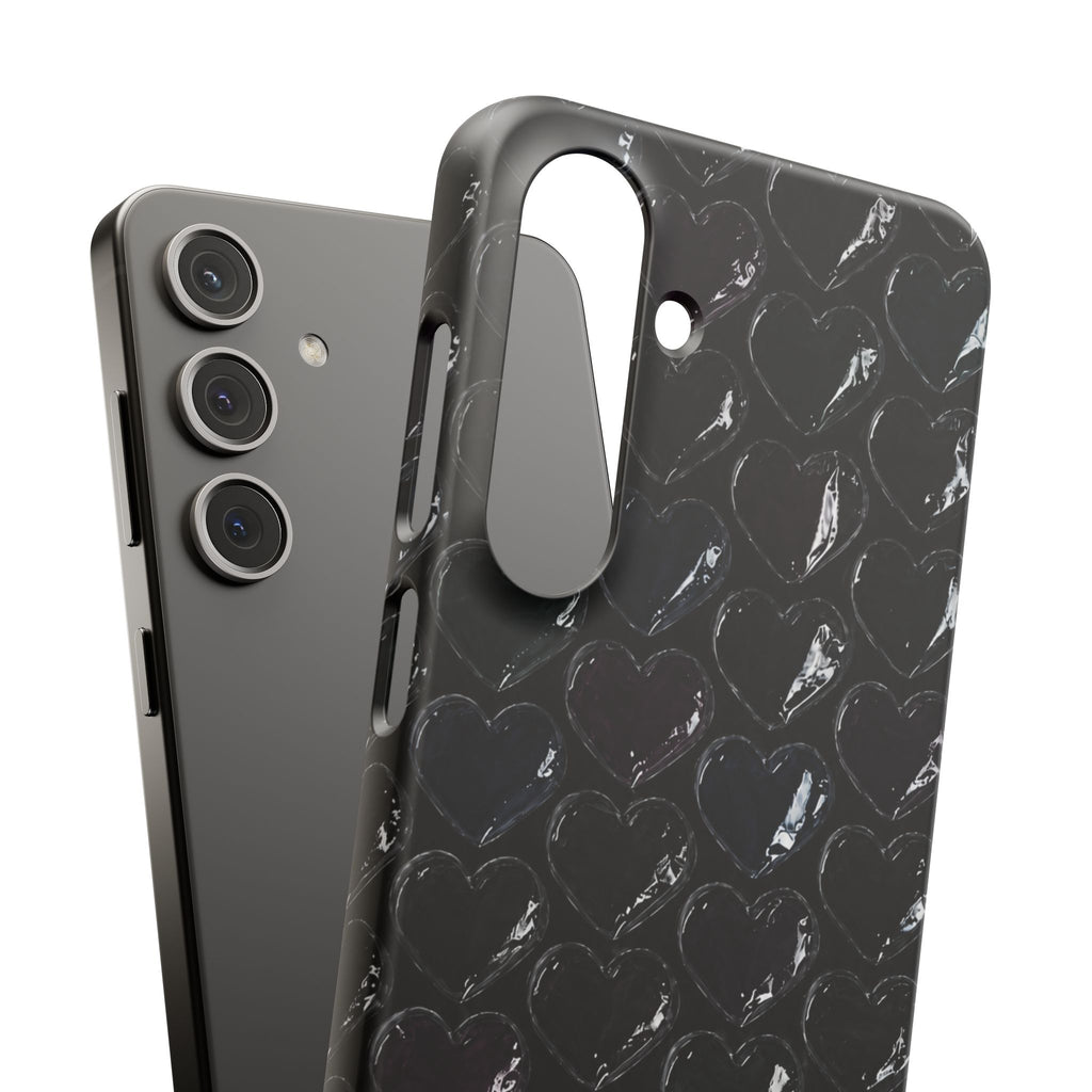 Black Pop Hearts Snap Case