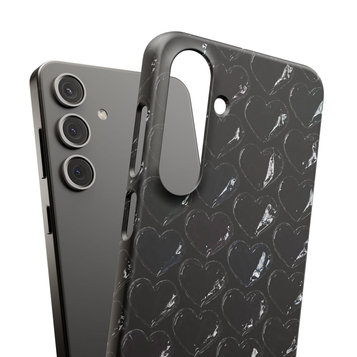 Black Pop Hearts Snap Case