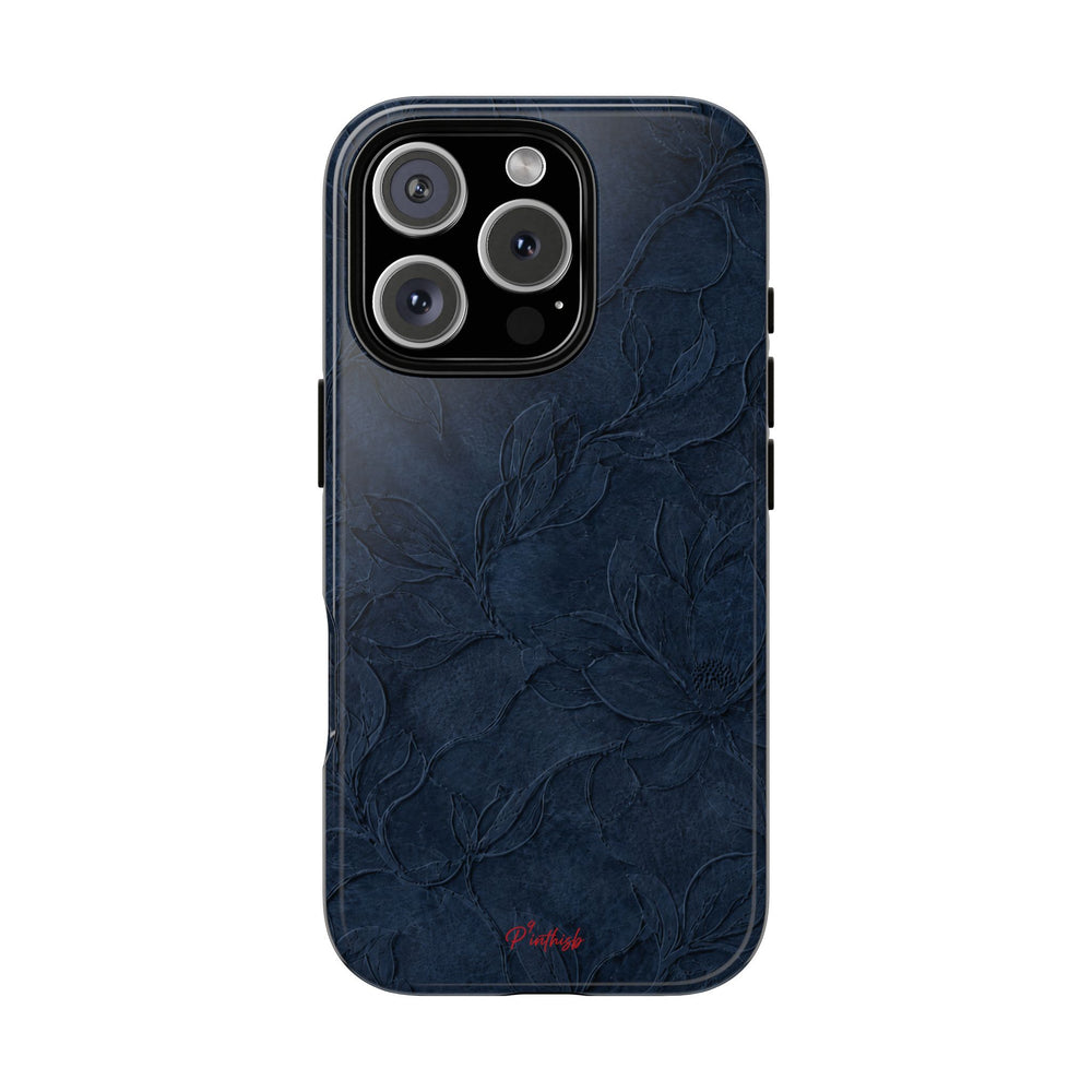 Navy Floral Textured Tough Case
