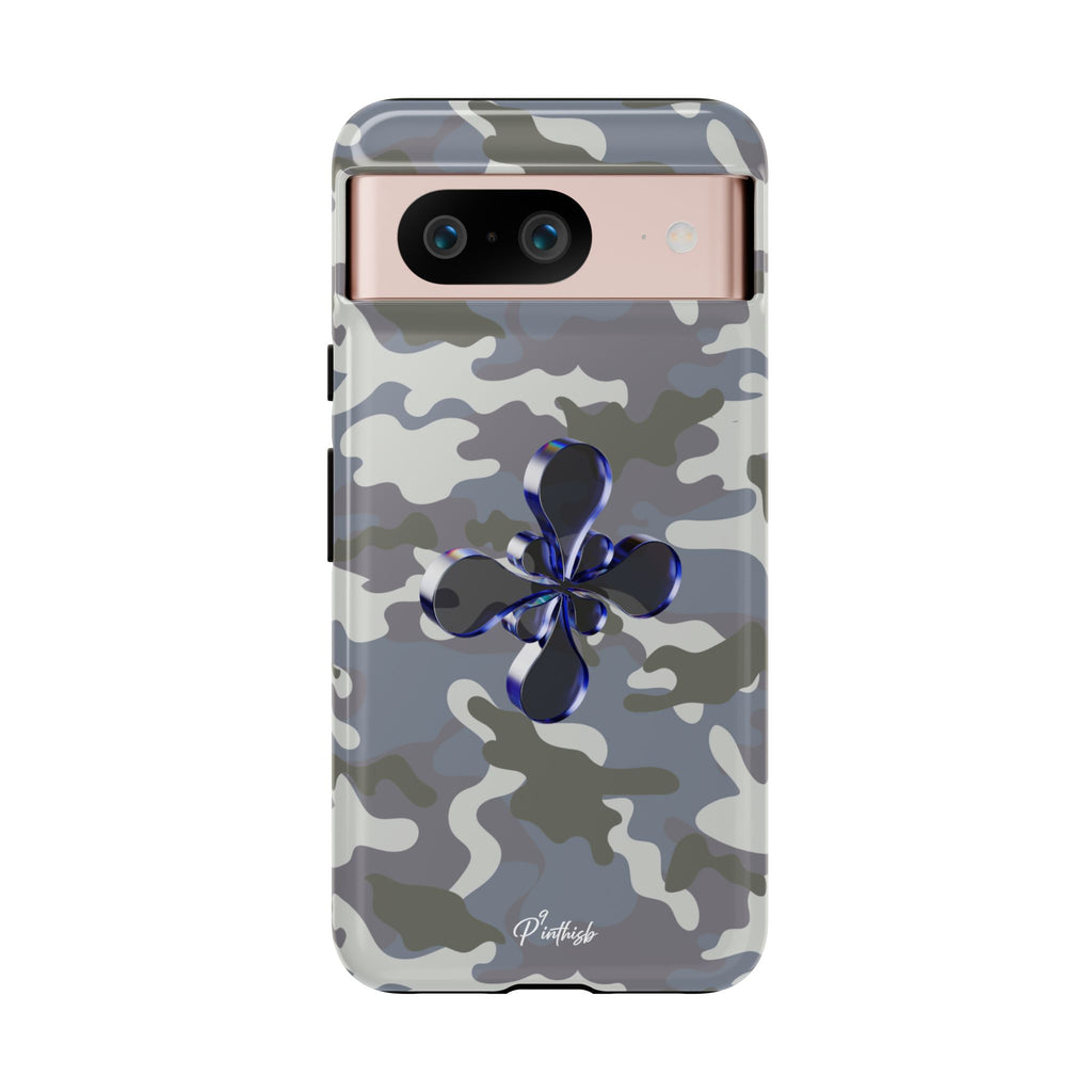 Camouflage with Blue Metallic Clover Tough Case