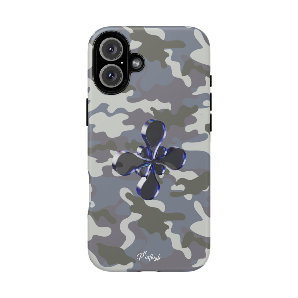 Camouflage with Blue Metallic Clover Tough Case