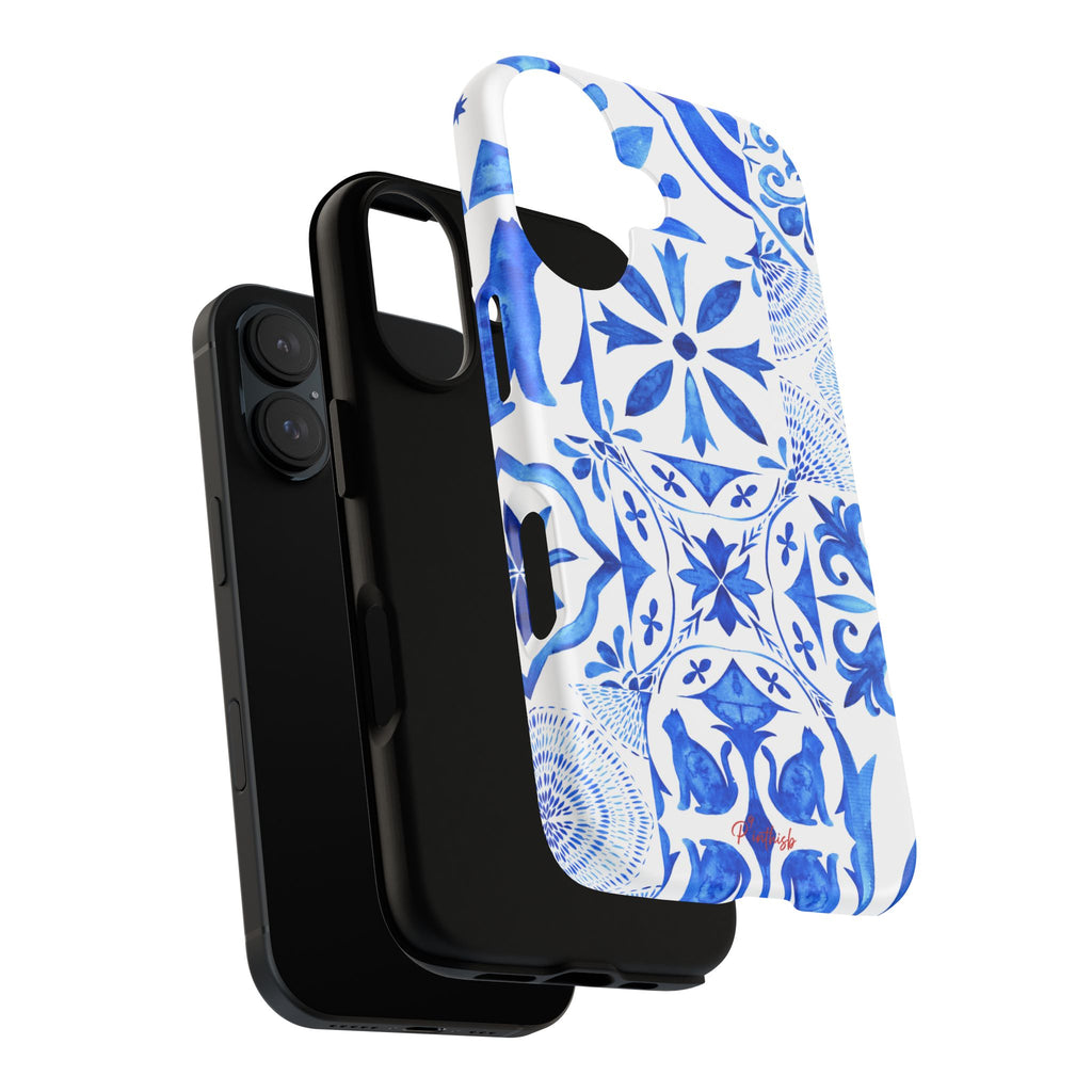 Blue Tile Pattern Tough Phone Case