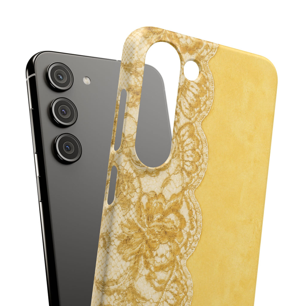 Yellow Vintage Lace Snap Case
