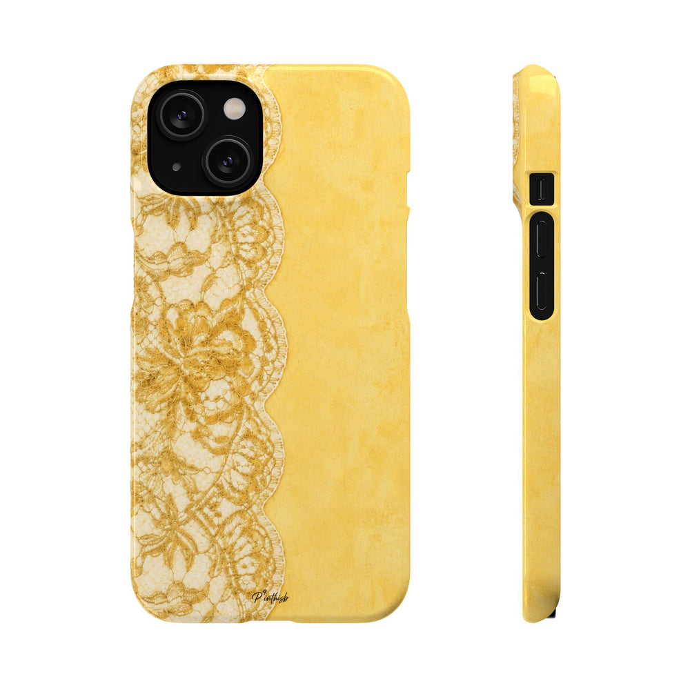 Yellow Vintage Lace Snap Case