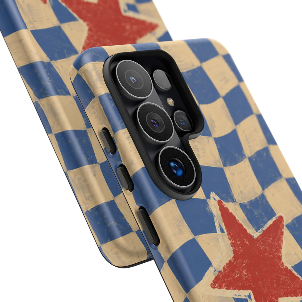 Blue & Cream Retro Star Phone Case