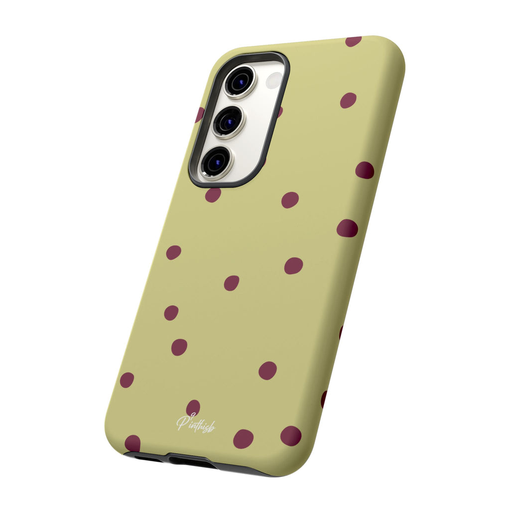Yellow & Burgundy Polka Dot Tough Phone Case