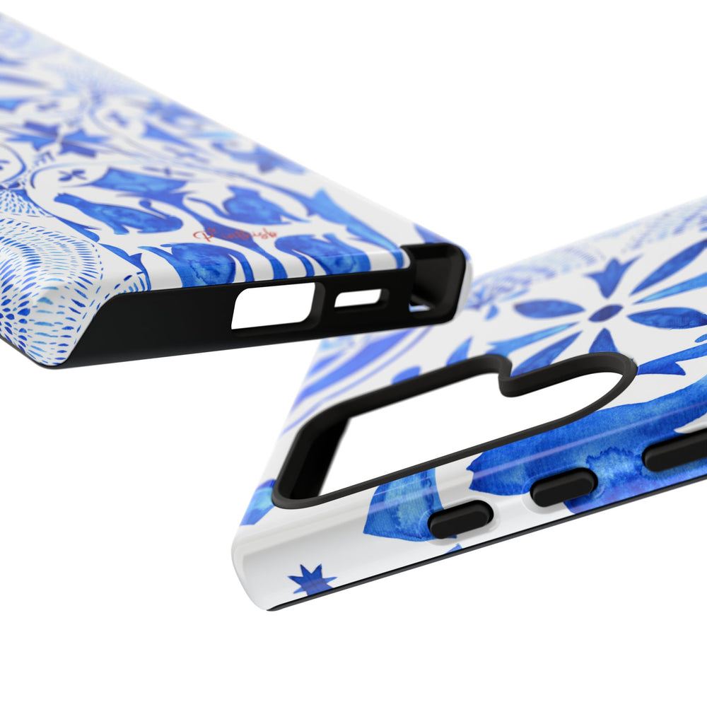 Blue Tile Pattern Tough Phone Case