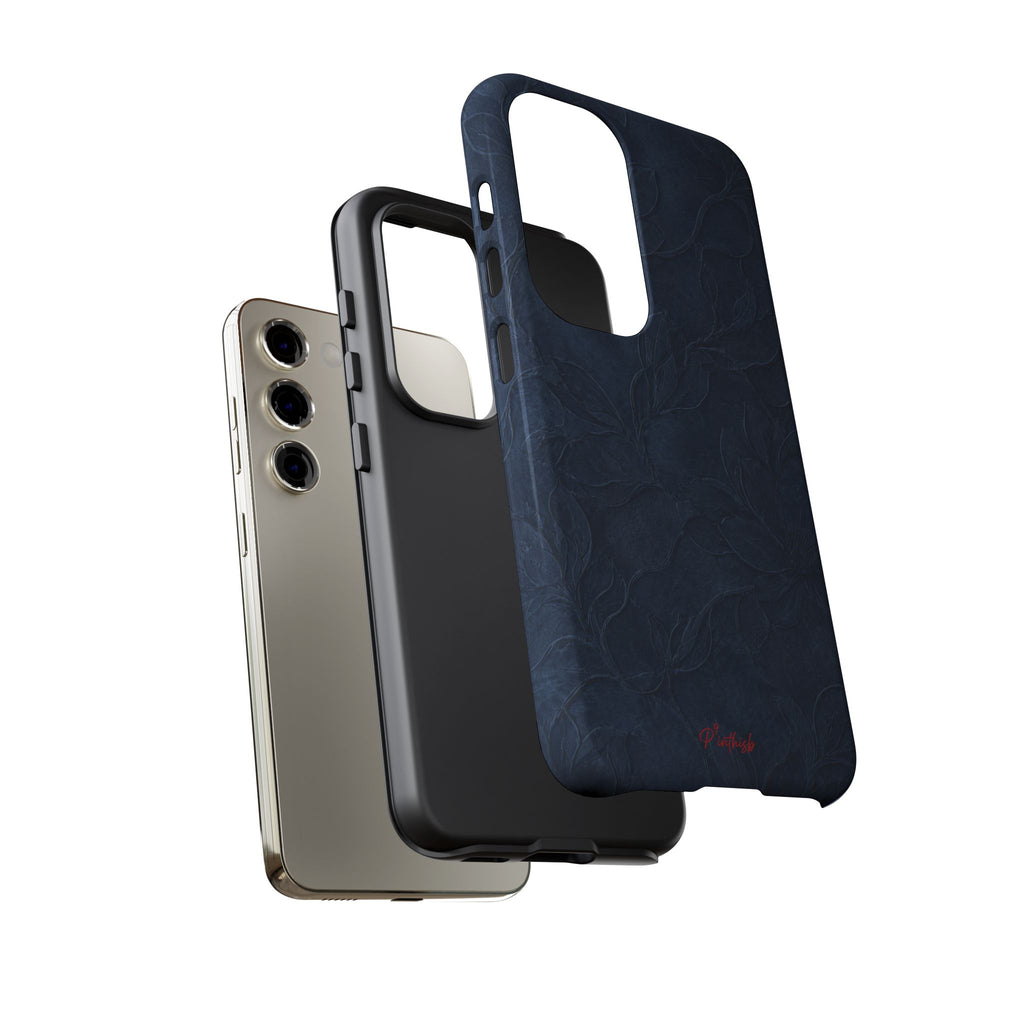 Navy Floral Textured Tough Case