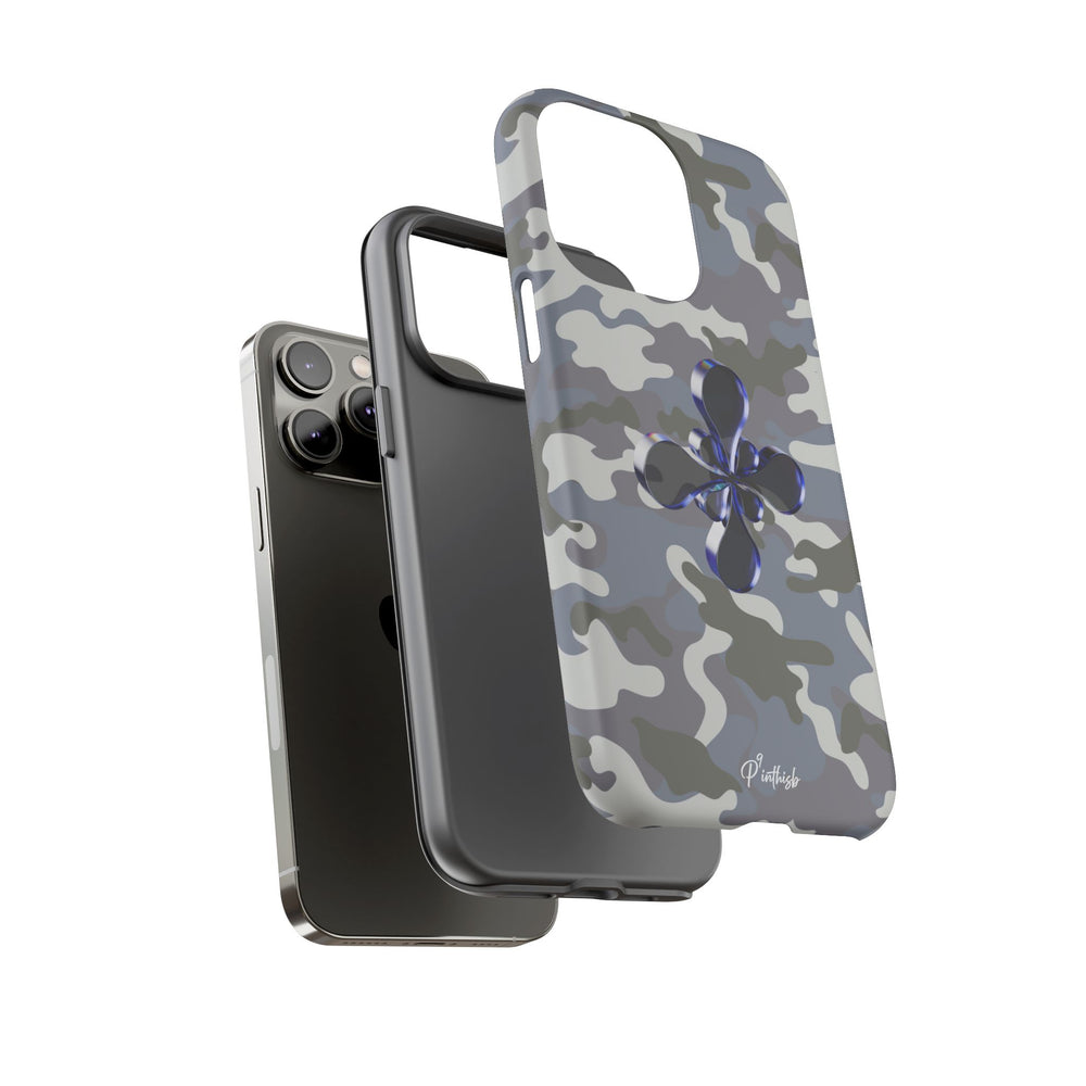 Camouflage with Blue Metallic Clover Tough Case